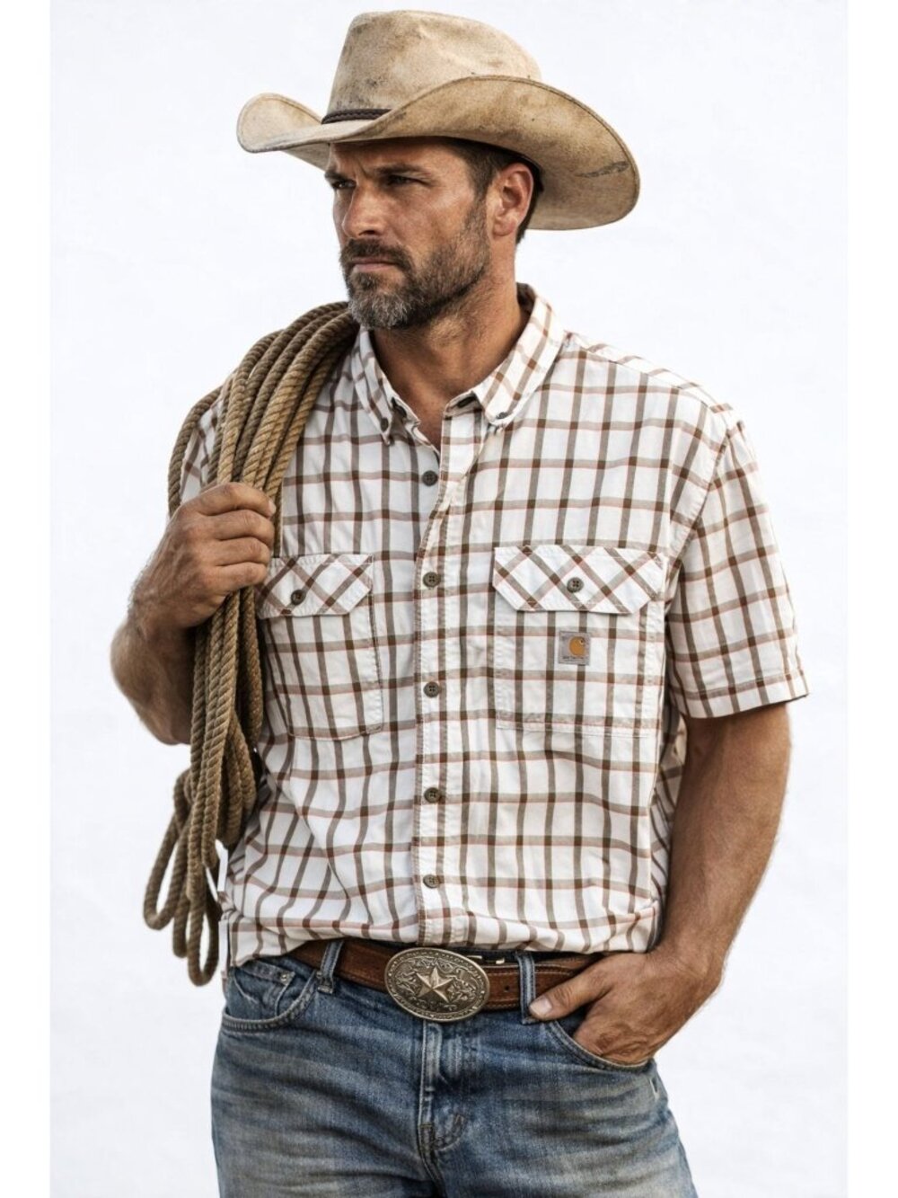 Carhartt Force Mens Relaxed Fit Plaid Short Sleeve Shirt 2XL Western Workwear